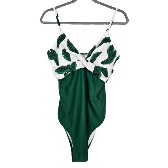 NWT Cupshe Twist Front Banana Leaf One Piece Swimsuit XL - Picture 4 of 9